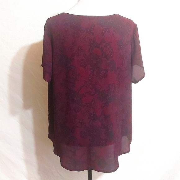 Torrid Sheer Floral Criss Cross Blouse Top - Picture 4 of 6